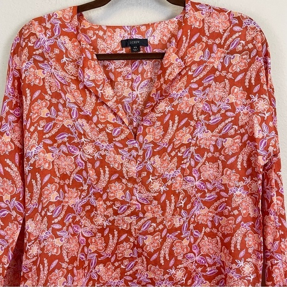 J.‎ Crew Floral Ramie-Linen Long Sleeve Top in Painted Block Print XS - Picture 5 of 10